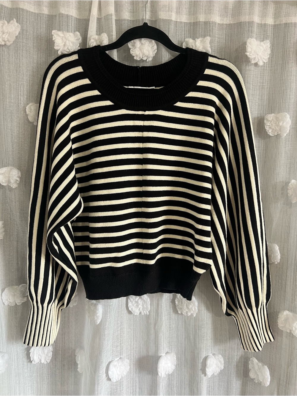 Lush Black and white Striped Crewneck Sweater